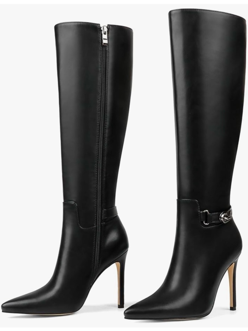 Women's Black Knee-High Stiletto Boots